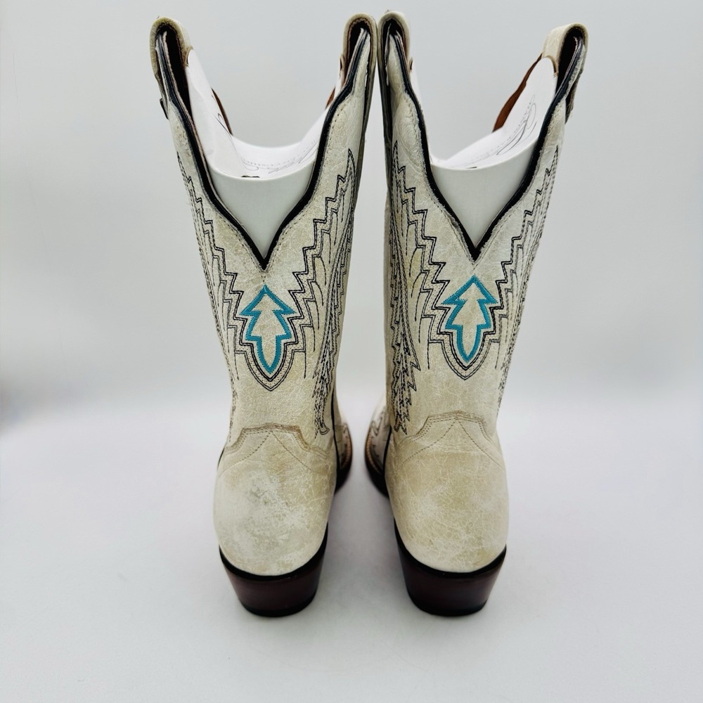 Dan Post Darcy Boots Women's Size 7.5 Distressed White Leather Snip Toe - Picture 4 of 16